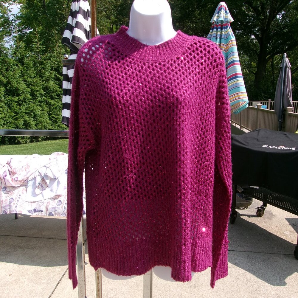 NWT JESSICA SIMPSON PINK METALIC LINED SWEATER M